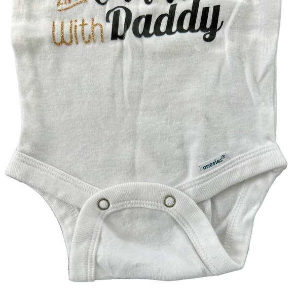 infant Girl White and Gold Glitter Football Onesie - Picture 8 of 8